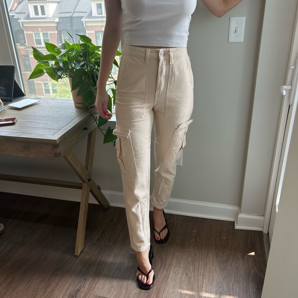 Stylish Cream Cargo Pants for Women